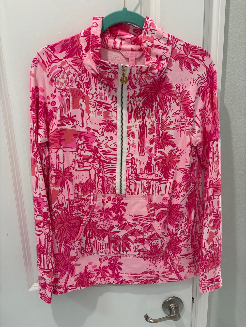 Lilly Pulitzer Pink & Hot Pink Tropical Half-Zip Pullover